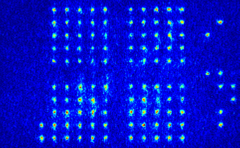 Sensing magnetic fields by a group of single atoms